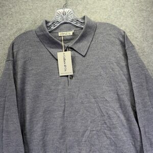 Collars & Co Sweater Mens 2XL Gray Australian Merino Wool Polo Long Sleeve